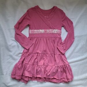 Place Pink Long Sleeve Kids Dress Sequin-band Christmassy Holiday Size 6X/7